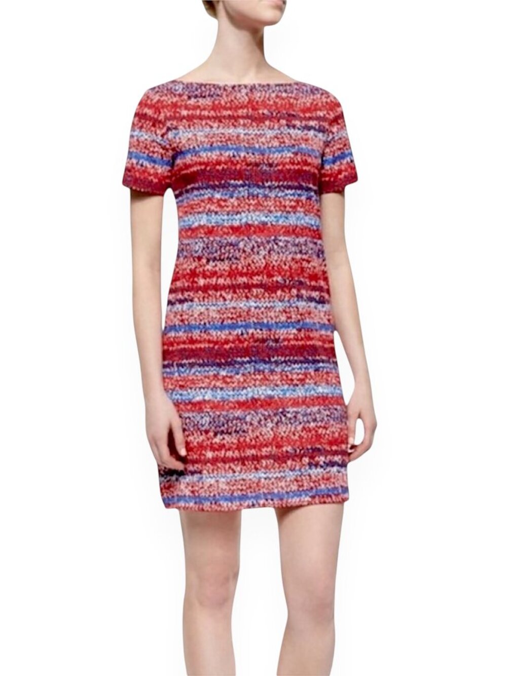 Tory Burch Mouline Red White Blue Print Pima Cotton Patriotic T-Shirt Dress XS